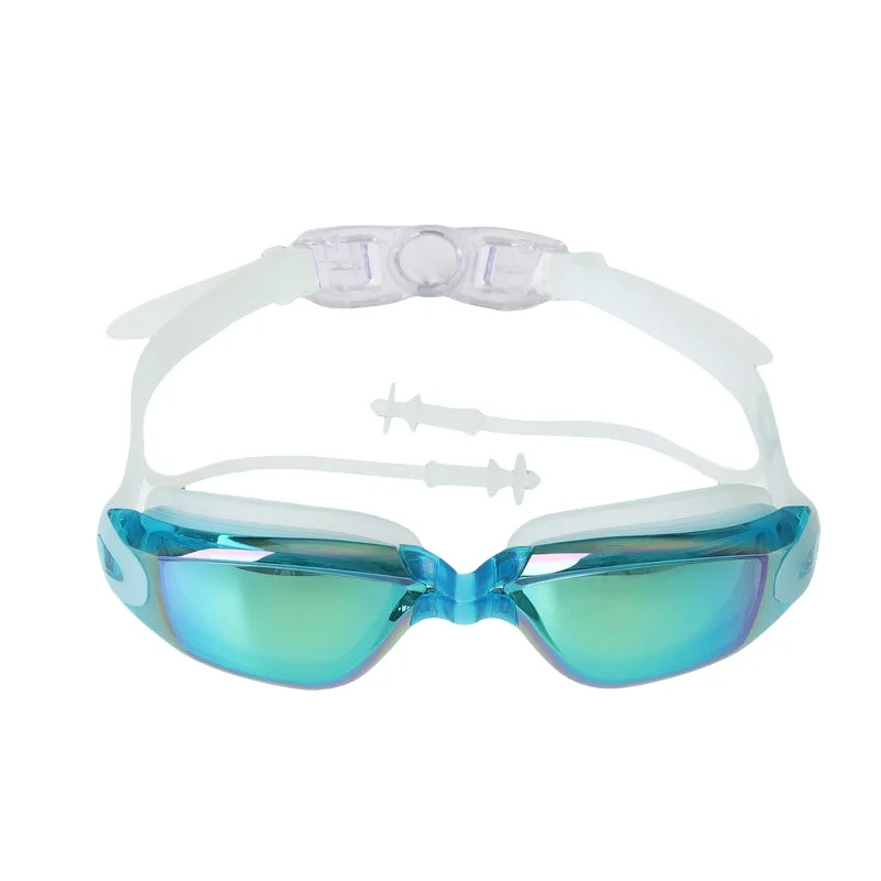 Professional Swim Goggles Plating Anti Fog Swimming Pool Eyewear Men Women Waterproof Water Sports Glasses Conjoined Earplugs 4