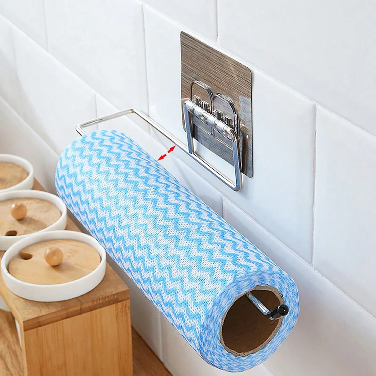 Kitchen paper towel stand glue toilet rack towel, hang tissue dispenser roll napkin cabinet storage accessories- 2 pieces