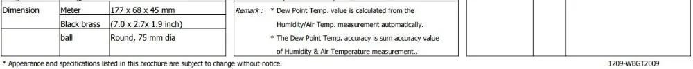 LUTRON WBGT-2009 Heat Index WBGT Meter | Temperature, Humidity, Dew Point & Wet Bulb Air Thermal Environment Tester detail image 3