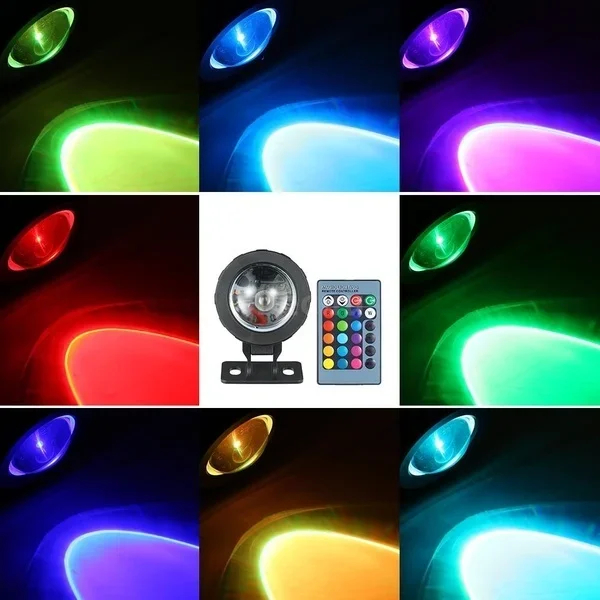 2/1PCS 10W 12V RGB LED Light Waterproof Light Garden Fountain Pool Pond Spotlight Underwater Light Lamp with Remote Control 2