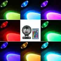 2/1PCS 10W 12V RGB LED Light Waterproof Light Garden Fountain Pool Pond Spotlight Underwater Light Lamp with Remote Control 2