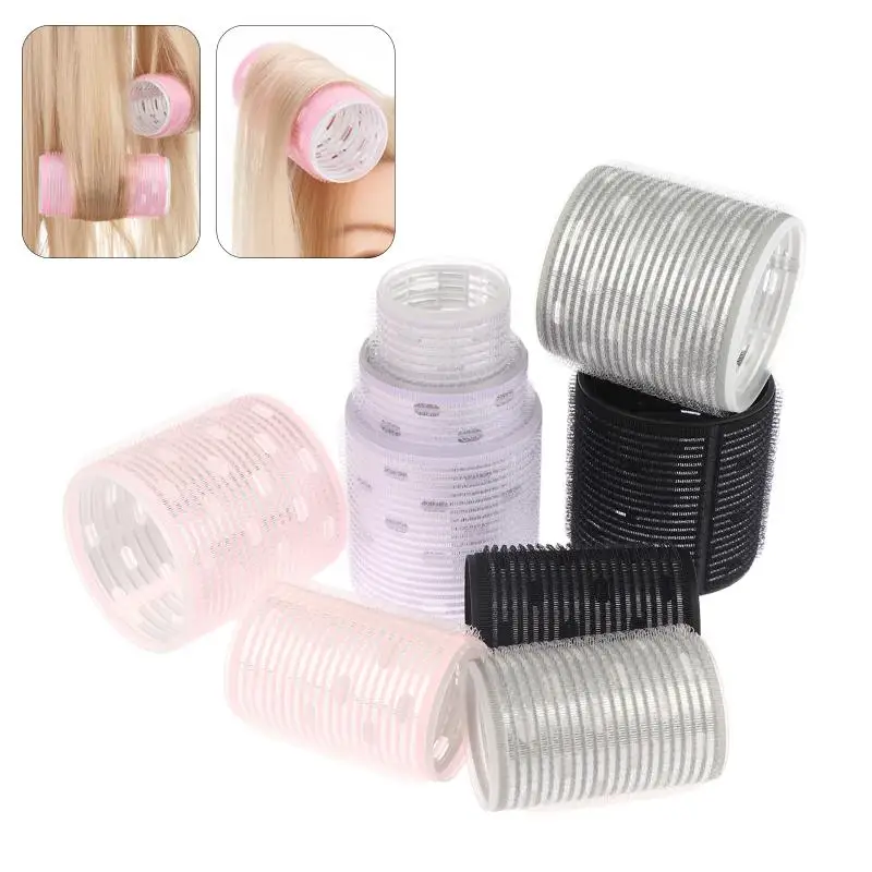 핫 8개입 60mm 특대형 알루미늄 코어 블랙 그레이 헤어 롤러 세트 다양한 사이즈 훅앤루프 점보 에어뱅 매직 슬립 컬 바
