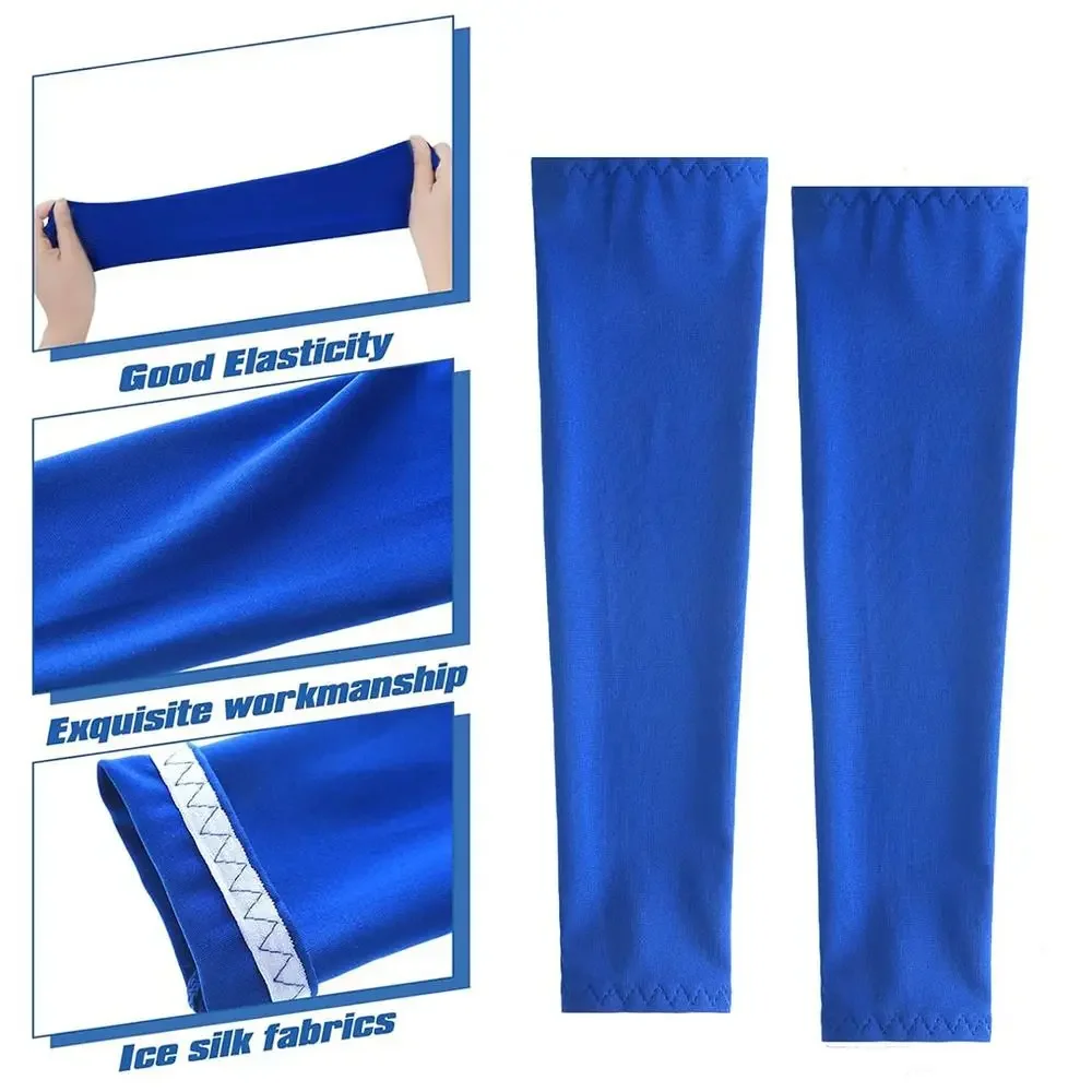 Children's Sports Cooling Arm Sleeves with Sun UV Protection and Elastic Ice Cuff