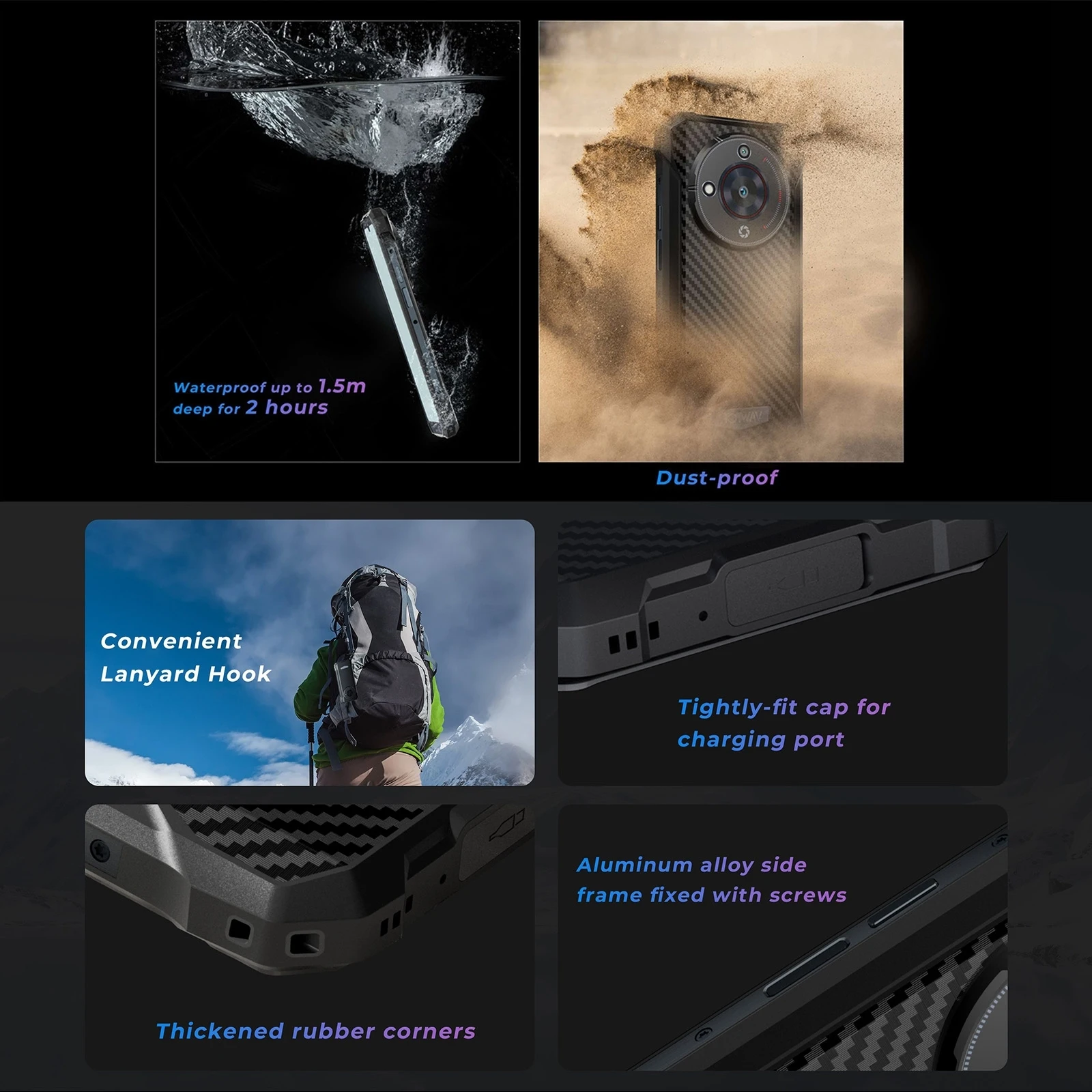 HOTWAV T7 Rugged Phone 4GB+128GB 6280mAh MT8788 Octa Core 6.52'' HD+ Display 21MP  Android 13 4G Global version Smartphone