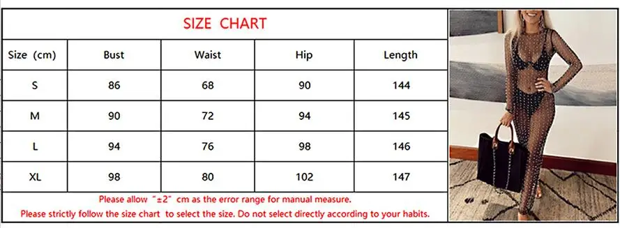 Yiiciovy Women's Bikini Cover-Ups Dress Ladies Long Sleeve Dress with Pearl Decoration See Through Mesh Sheer Pool Party Dresses 6
