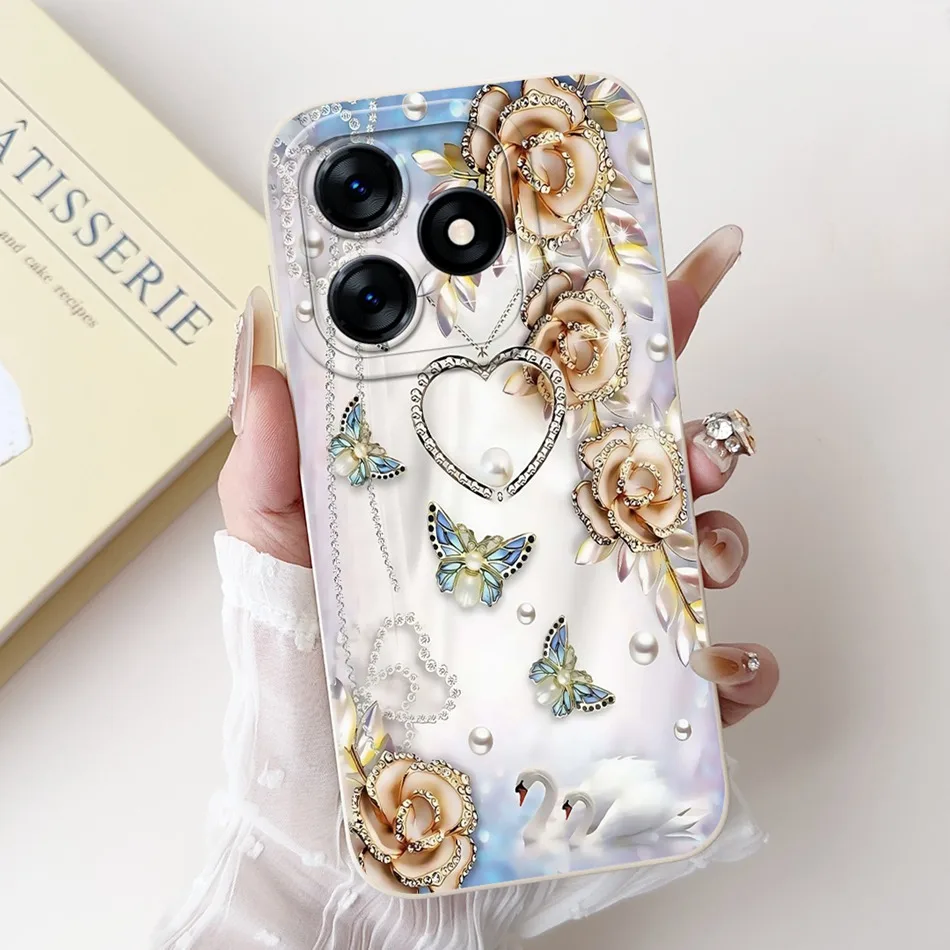 Beautiful Bow Rose Painting Soft Silicone Shockproof Phone Case