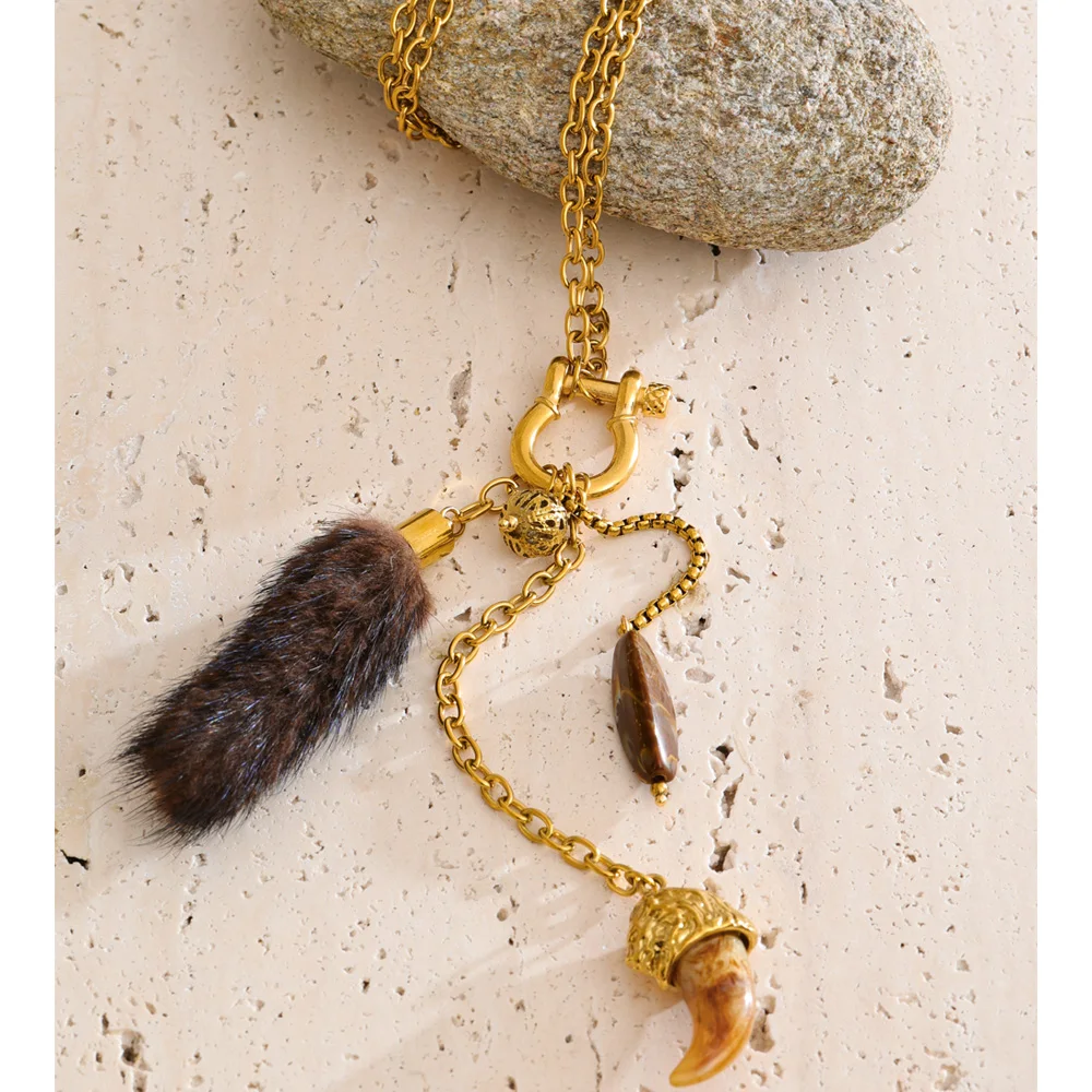 Yhhpup Chain Necklace Design Stainless Steel Acrylic Pendant Autumn Winter