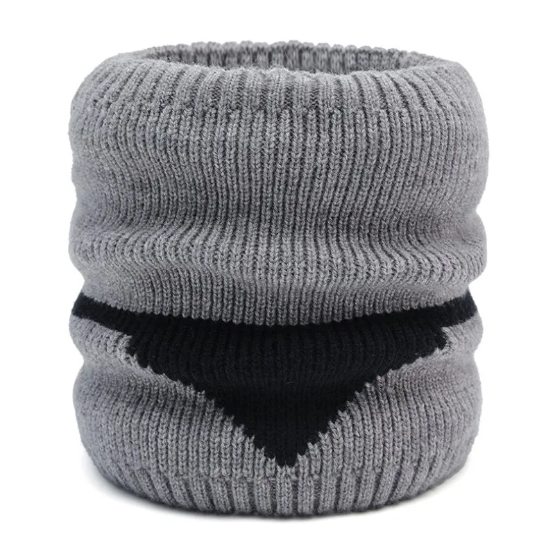 

Winter warmth and plush plush striped scarf with men's and women's patchwork color thickened wool fleece pullover collar