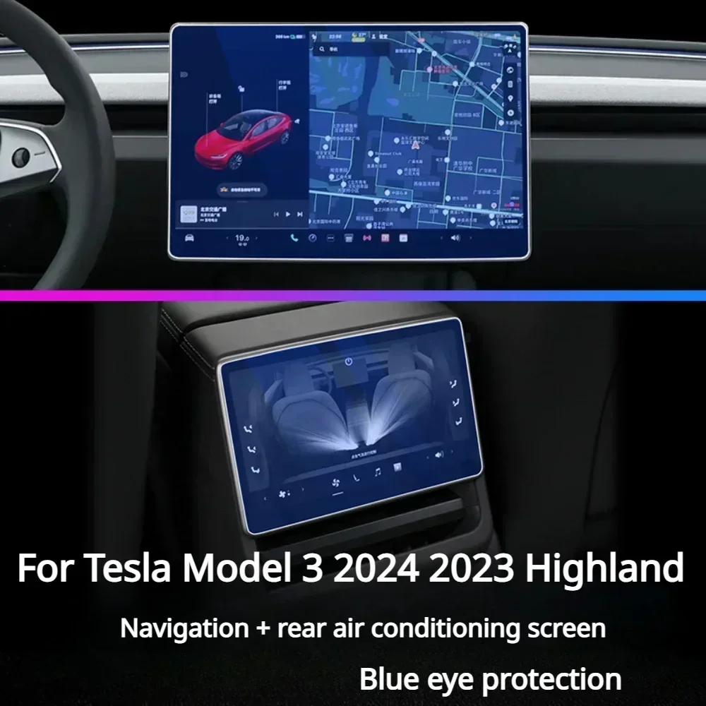 For Tesla Model 3 Highland Tempered Glass Car Interior Navigation Entertainment Media Touch Center Display Protective Film