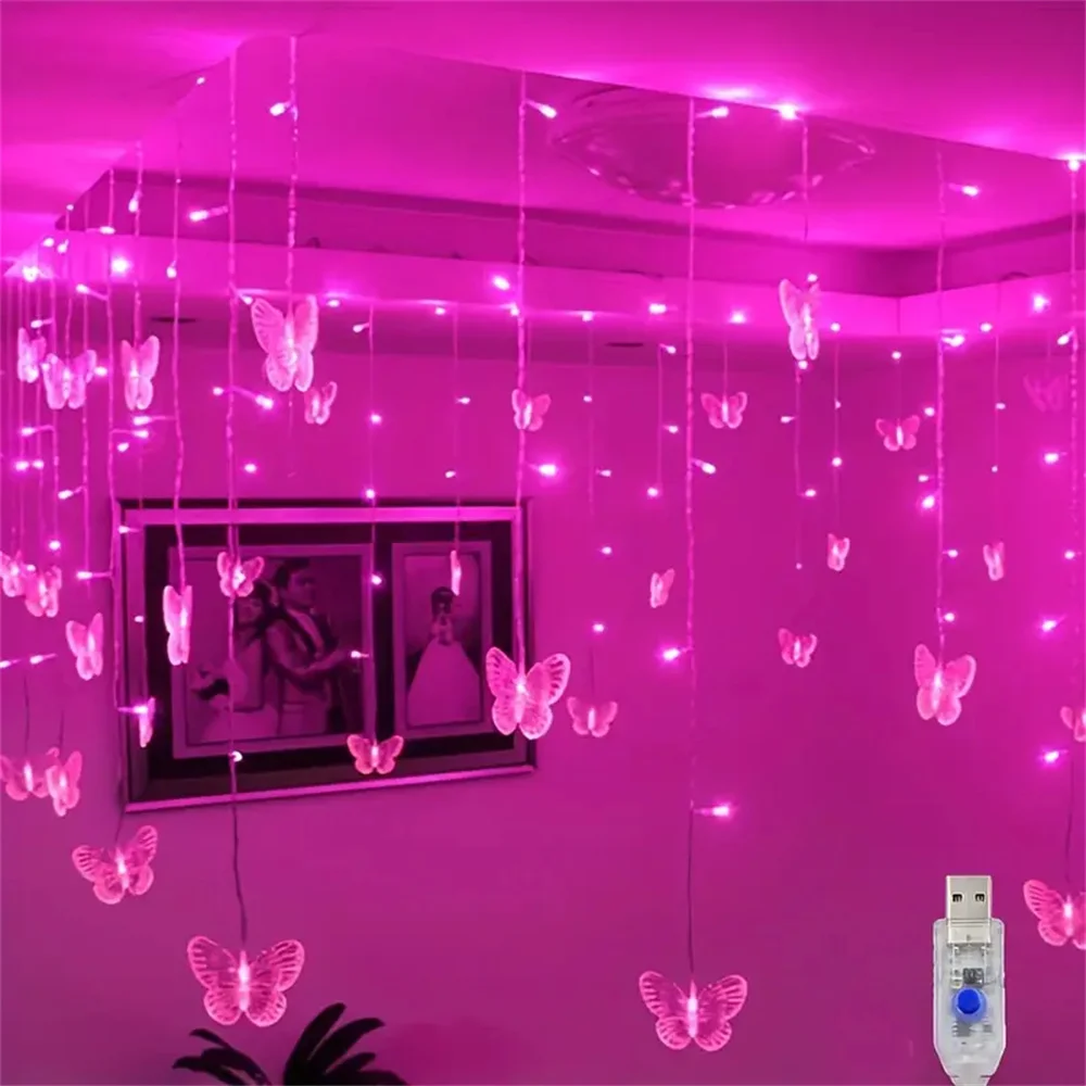 LED Butterfly String Light USB Powered Flashing Fairy Light With 8 Modes Suitable For Bedroom, Christmas, Wedding, Party, Dormit