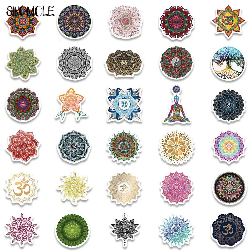 50Pcs Yoga Aesthetic Art Mandala Flowers Waterproof Stickers Cool Yoga Girl  Mandala Laptop Vinyl Sticker Decals for Laptop Phone - AliExpress