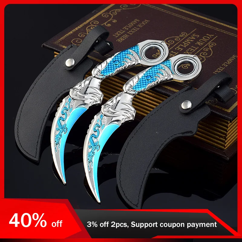 18cm Global Strike Blue Dragon Golden Dragon Claw Knife Toy Sword Cosplay Metal Knive Model Game Peripheral Kid Toy Gift for Boy