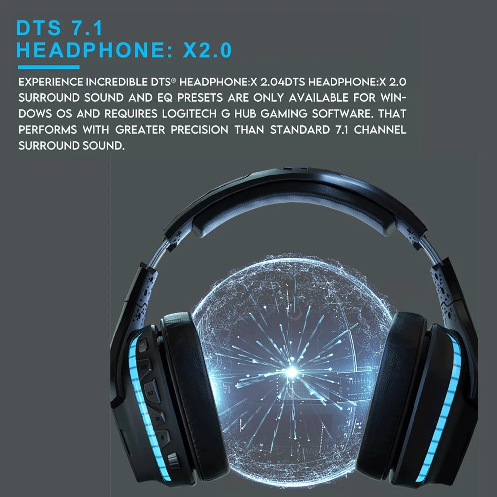 Logitech-Casque sans fil G733 ucks SPEED, RGB DTS X2.0 7.1, son surround,  casque ultraléger