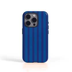 Elegant Blue Striped Tough Glossy Phone Case - iPhone 12 Mini (Blue)