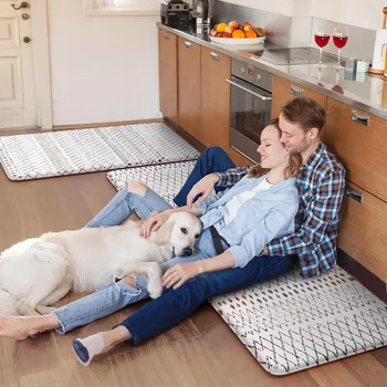 Kitchen Mats 2PCS,Cushioned Anti Fatigue Boho Kitchen Rugs and Mats,Non Slip Waterproof Kitchen Mats for Floor,Comfort Foam 5