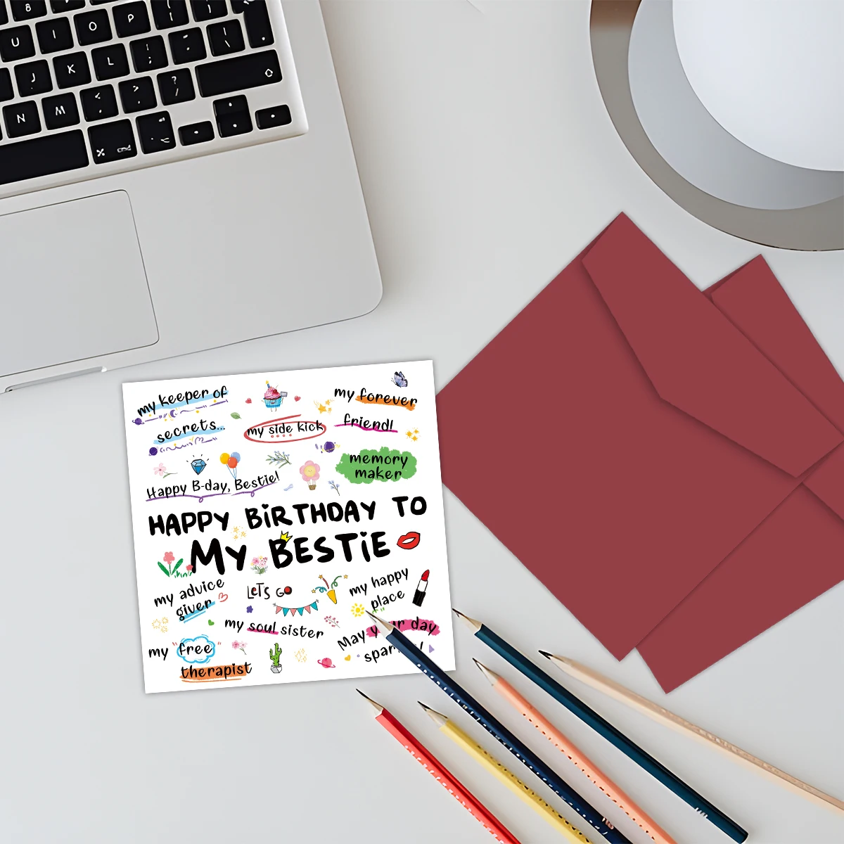 Meine Bestie-Geburtstagskarte mit Umschlag, mein glücklicher Ort, meine Seelenschwester, lustige Geburtstagsgrußkarte für Freunde und Schwester, Geburtstagsgeschenk – Detail 8
