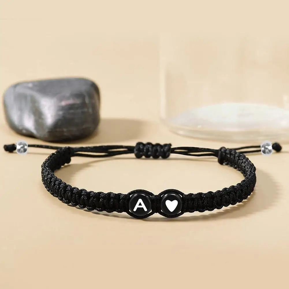 Bracciale Amicizia Con Iniziale A Cuore In Oro - Regolabile, Fatto A Mano, Corda Intrecciata - Regalo Personalizzato Dalla A Alla Z