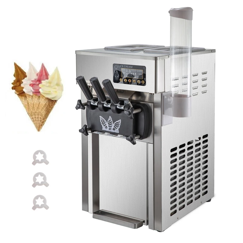

Three Flavors Ice Cream Machine Commercial Tabletop Ice Cream Maker Automatic Sweet Cone Soft Ice Cream Machine