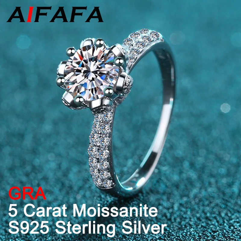 

AIFAFA Real 1-5 Carat Moissanite Rings For Women Pt950 Plated S925 Sterling Silver Sparkling Diamond Snowflake Ring Jewelry GRA