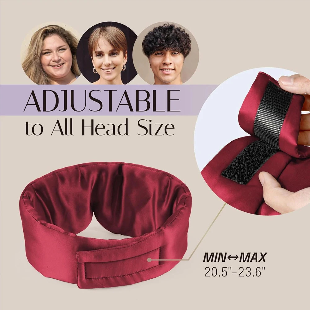 Luxurious Mulberry Silk Sleep Mask - Soft Pressureless Design with Adjustable Velcro Ear Cover, Anti-Wrinkle Eye Care