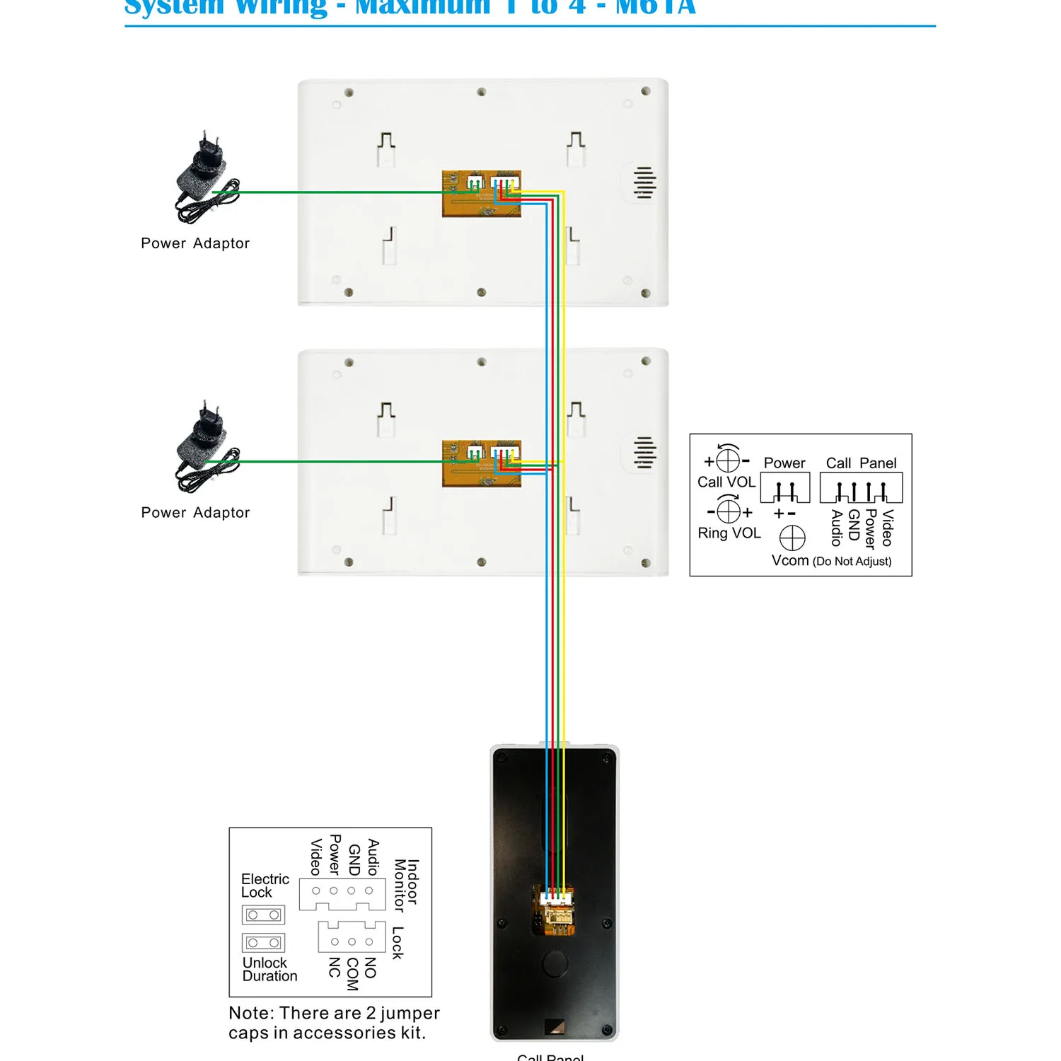 4 Wired Video Door Phone Intercom System Home Outdoor Metal Doorbell Waterproof Cold Resistant Night Vision for Security 720P - 6
