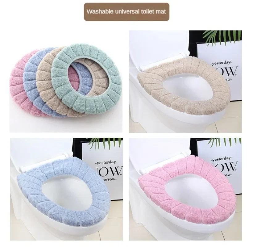 Description Picture 6 of item1-20PCS Toilet Seat Cushion Household Winter Thickened Plush Toilet Seat Cushion Warmer Seat Cushion Toilet Seat Cover