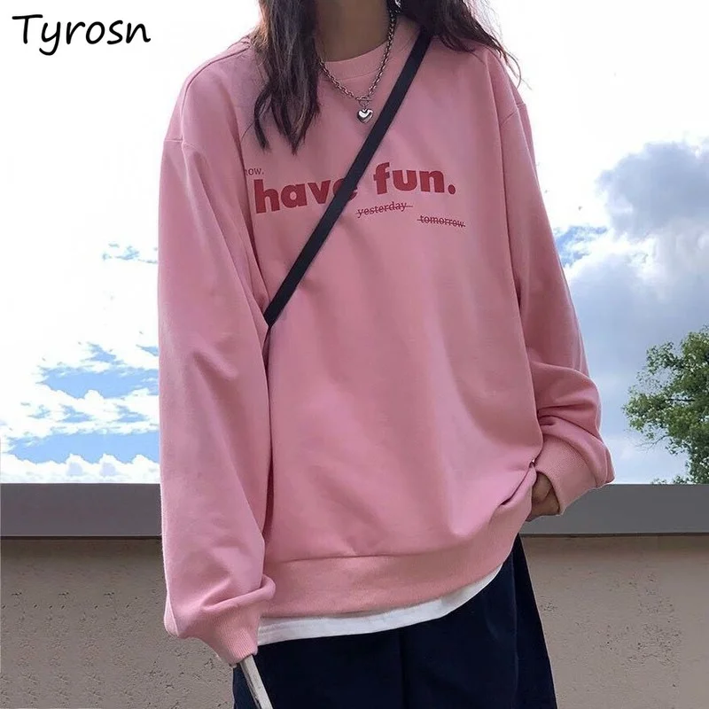 

Women Sweatshirts Preppy Style Letter Printed Long Sleeve O-neck Clothes Student Winter ThickeningBF Couple Sweatshirt Ulzzang