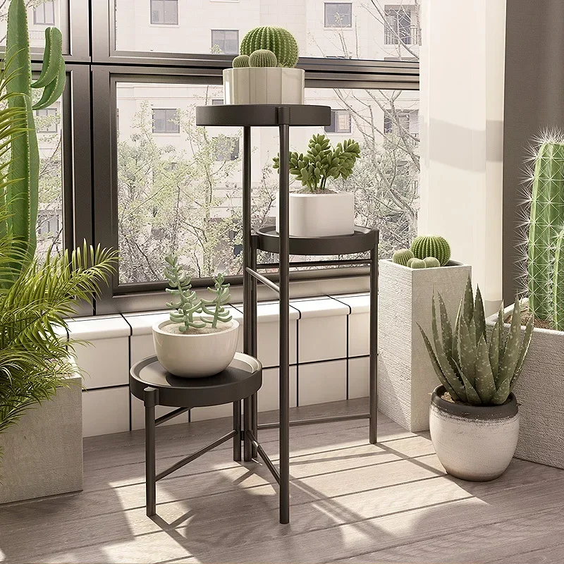 Indoor Folding Plant Stand Succulent Green Luo Stand For Flowers Balcony Creative Flower Base Iron Decoration Flower Holder