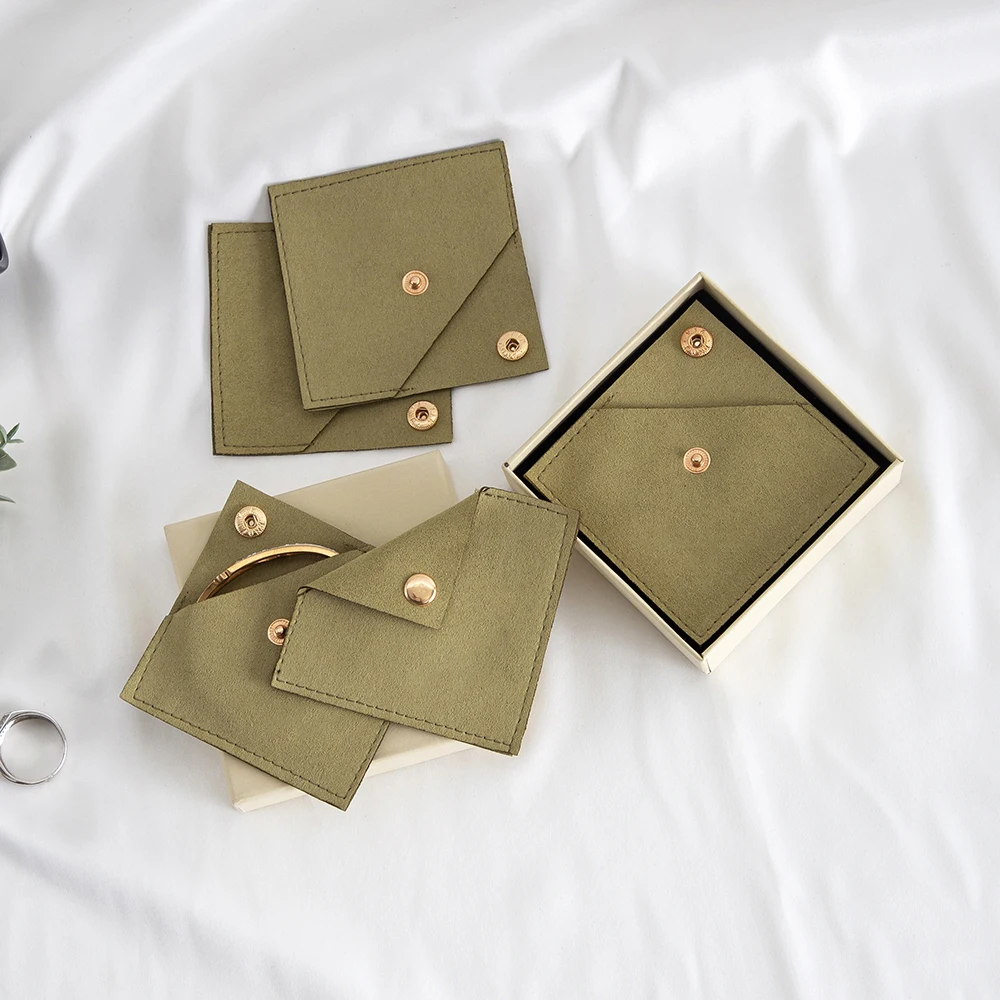 Elegant Suede Microfiber Jewelry Pouch with Button Closure