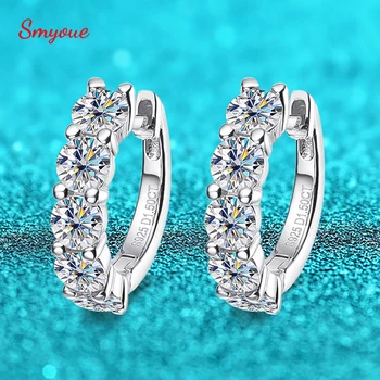 Smyoue 18k 3cttw Moissanite Hoop Earring for Women 4mm Stones D Color Sparkling Created Diamond Earring 100% 925 Sterling Silver 1