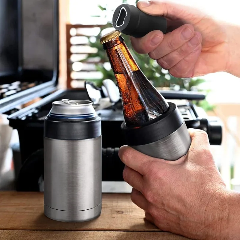 1PCS 12oz 3 in 1 Beer Bottle and Can Cooler Double Walled Stainless Steel Beer Bottle Cooler Vacuum Insulated Can Gifts for Men