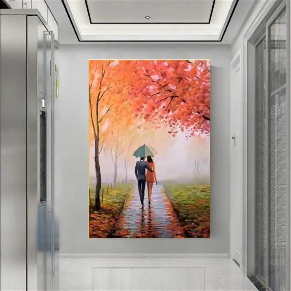 

Pure Hand-Painted Lovers Love Road Canvas, Handmade Abstract Oil Painting, Wall, Modern Home Decoration, Porch Art