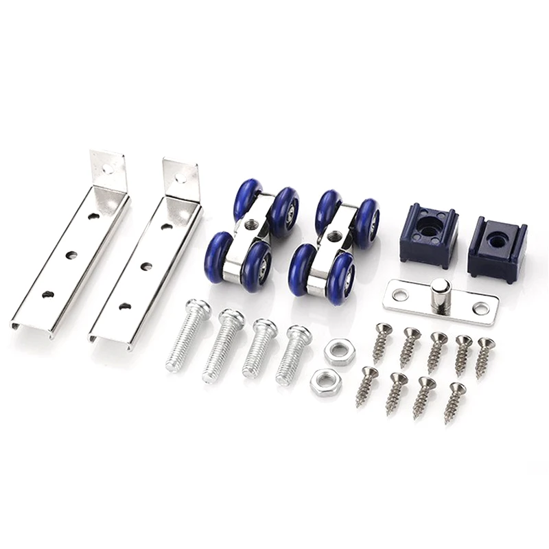 2pcs/set 4/8 Wheels Rail Track For Furniture Hardware Sliding Door Roller Hardware Slide Doors Pulley