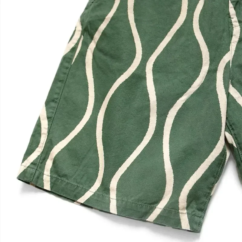 KAPITAL Hirata Hohiro Cotton Hemp Water Corrugated Printing Japanese Trend Tether Casual Men's Shorts