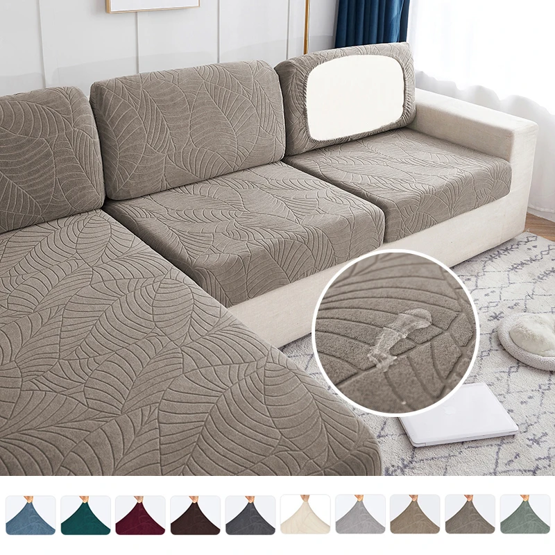 Housse De Coussin Canapé Extensible - Jacquard Gris Vert - Lot De 3 Pièces - Antidérapante, Lavable - Protection Meubles