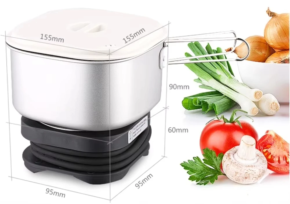 Mini Portable Electric Travel Cooker,Heating Pot,110V/220V Dual Voltage, Lightweight Split Design for Home, Office & Outdoor Use