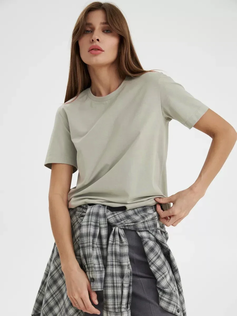 Cotton Summer Womens T-Shirt - Short Sleeve Loose Basic Top