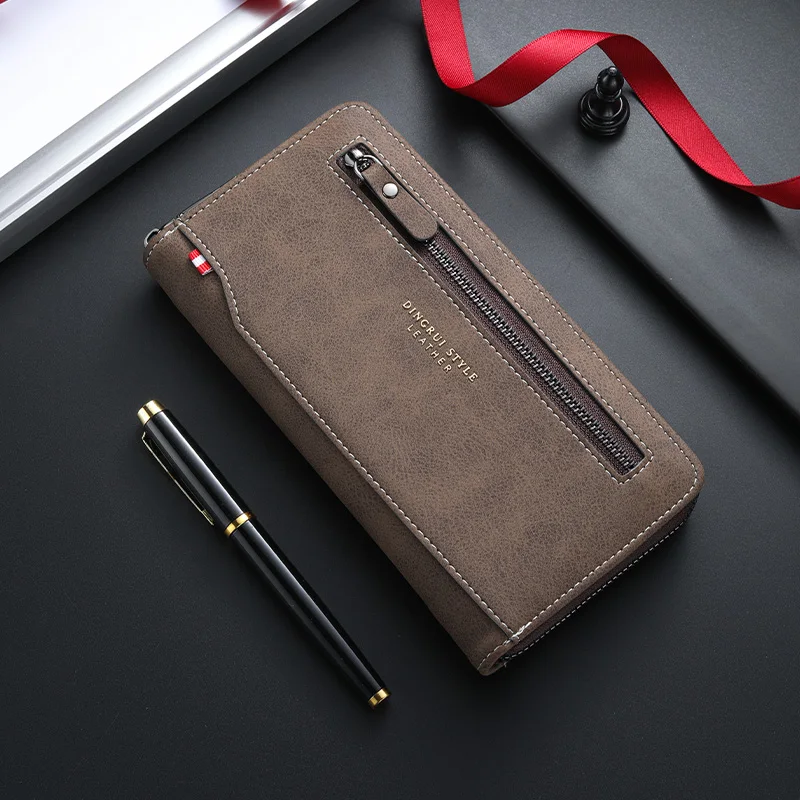 Men's Stylish Long Zipper Wallet - Spacious Design with Ample Card Slots and Coin Pocket