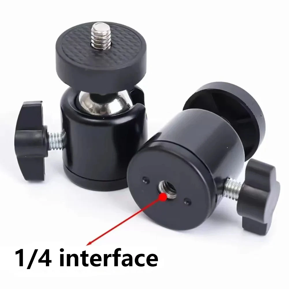 Mini Ball Head 360° Rotating Mount with 1/4" Screw Tripod Swivel Adapter for DSLR Cameras Tripods Monopods Live Streaming Light