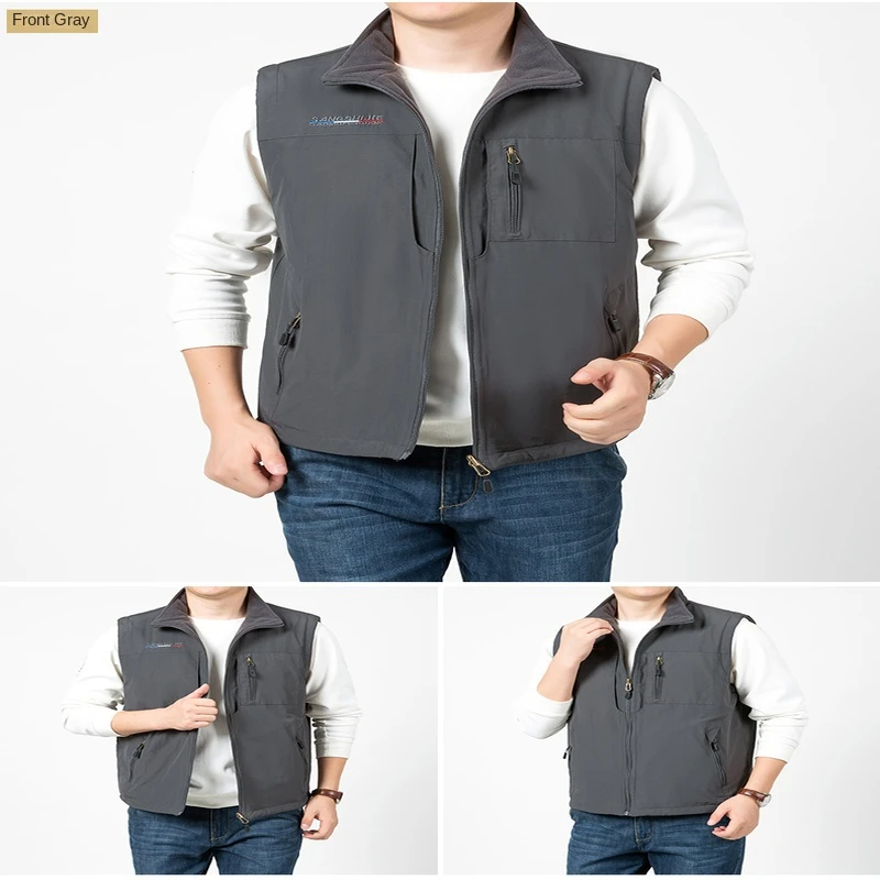 Sleeveless Jacket Men's Clothing Free Shipping Vests Vest Work Winter MAN Multi-pocket Waistcoat Best Autumn Hunting Fishing Zip