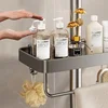Bathroom Shower Head Holder Wall Mounted No Drilling Required Shampoo Organizer Rack Integrated Design Storage Shelf 4