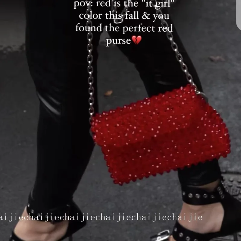 Handmade Woven Beaded Pearl Bags For Women Handbags New Fashion Trend Beach Vacation Phone Clutch Party Bags