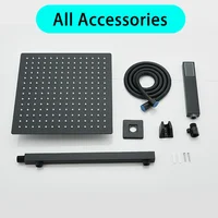 Bathroom Simple Shower Set Rainforest 12 inch Top Spray Concealed Wall Mounted Hot and Cold Mixed Faucet Black Tap with Toggle 2