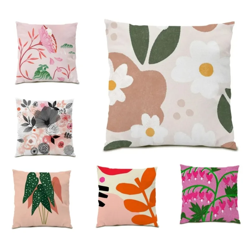 

Ins Style Cushion Cover Double Sided Nordic Pillowcase 45x45cm for Living Room Cartoon Flower Pillow Cover Bed Decor F941