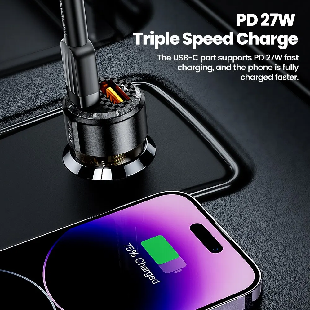Toocki 60W Caricabatteria da auto 30W Ricarica rapida Custodia trasparente PD 27W per iPhone 15 14 13 12 Xiaomi Poco Samsung Caricabatterie rapido Ricarica - Image 3