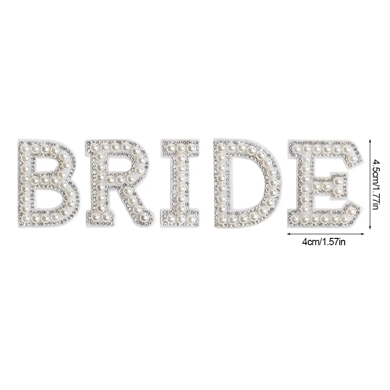 BRIDE Strass-Perlen-Buchstaben-Applikationen zum Aufbügeln für Hochzeitskleider, Jacken, Hochzeitsoutfits, Brautparty-Dekoration – Detail 14