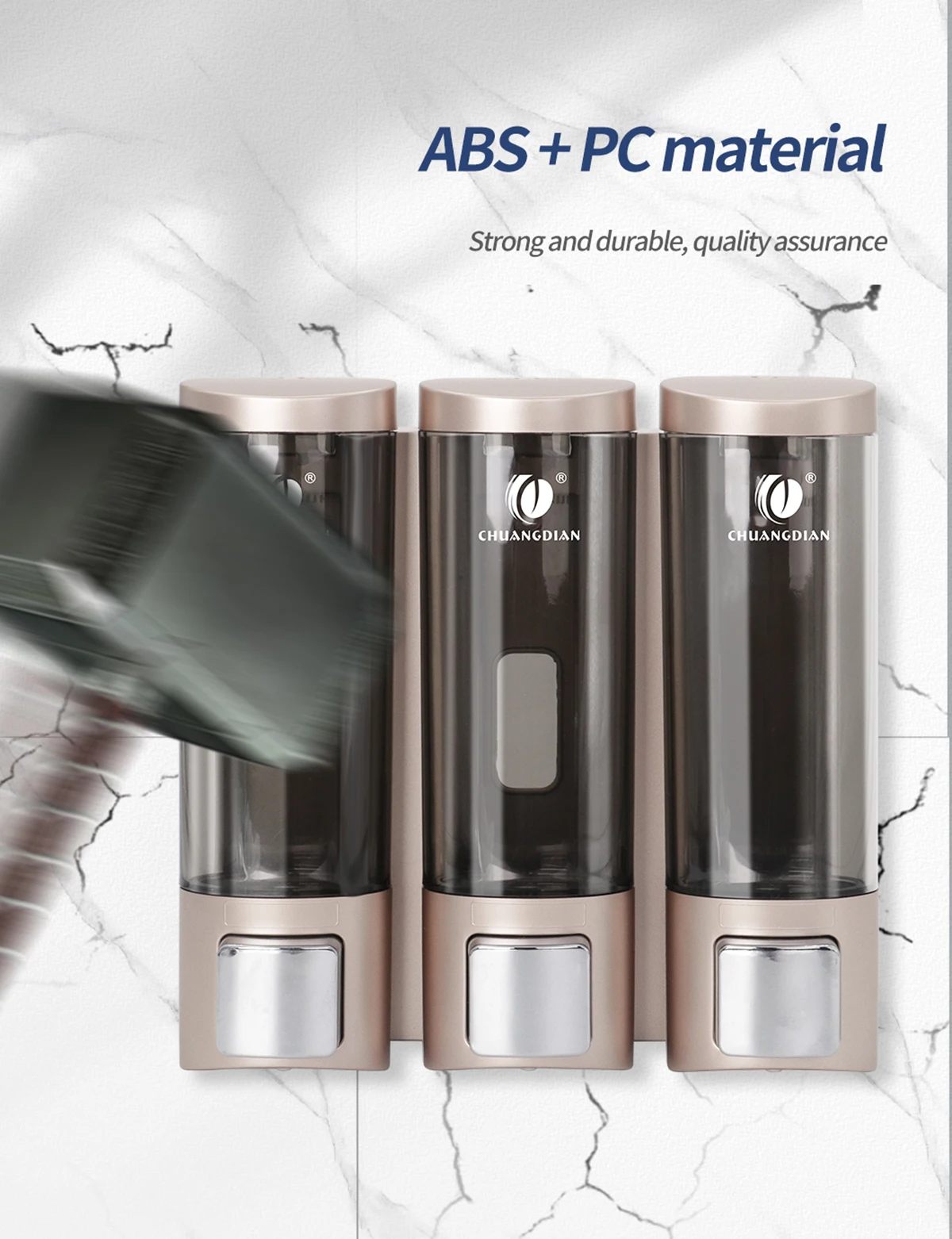 Shampoo Dispenser for Shower Wall 1/2/3×200ML Chamber Refillable Liquid Soap Dispenser Bottle Bathroom Containers Transparent 6