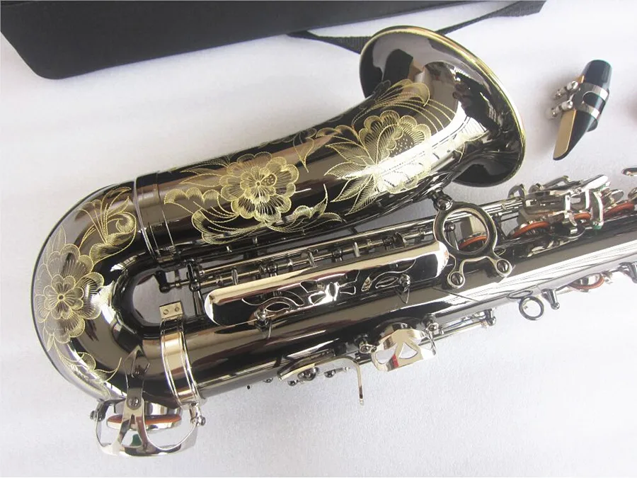 New Alto Saxophone E-Flat Electroplate Black nickel silver key Sax Mouthpiece Ligature Reed Neck Musical Instrument Accessories