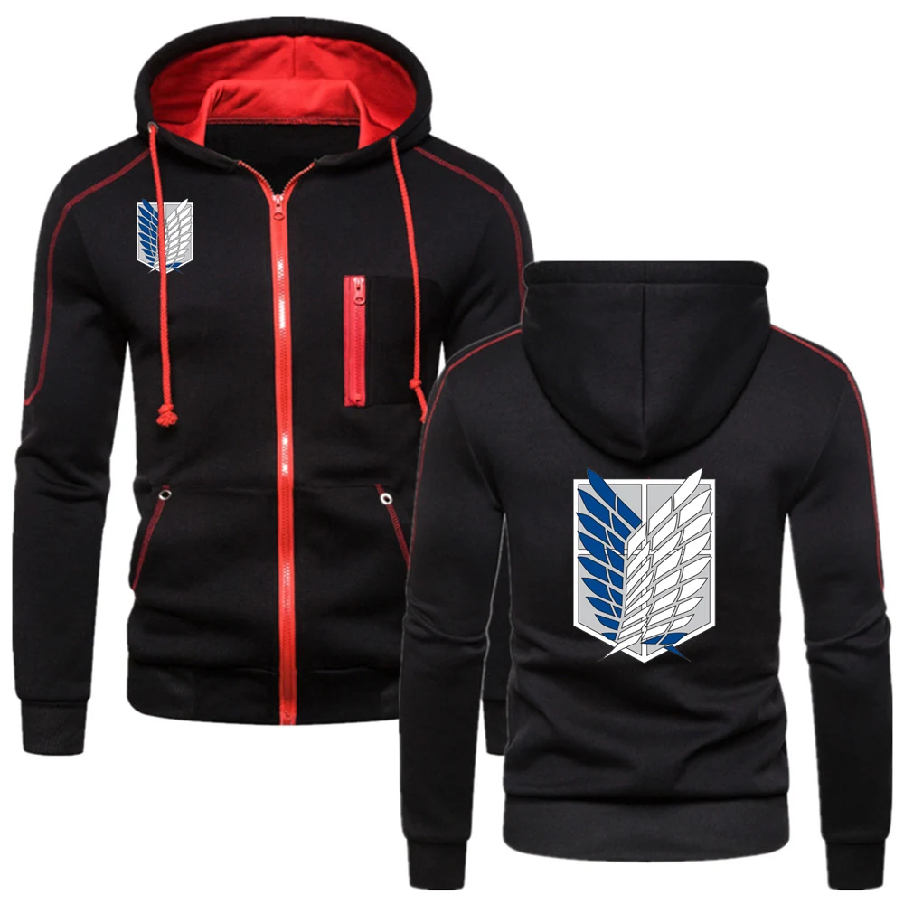 

Anime Attack on Titan 2023 New Men Brand Spring and Autumn Solid Color Hoodie Long Sleeve Loose Casual Hooded Simple Coat
