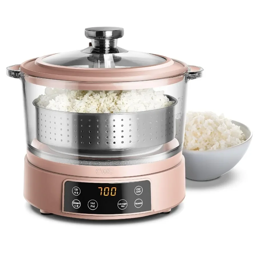 Glass Low Carb Rice Cooker with Auto Lift Basket